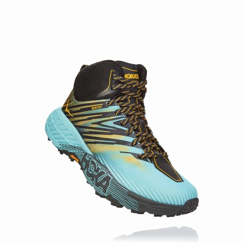 Hoka One One SPEEDGOAT MID 2 GORE-TEX Trail Running Shoes For Women India Blue/Black/Yellow IN-7916